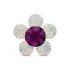 White and purple flower stud piercing