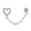 Rhinestone heart chain drop double piercing