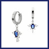Blue snowflake hoop earrings