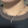 Ash black bead chain necklace