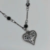 Antique heart chrome black chain necklace
