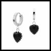 Black heart hoop earrings