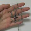 Red rose twist chrome cross necklace
