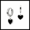 Black classic heart hoop earrings