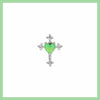 Green heart cross piercing