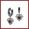 Red Cupid heart gem rhinestone hoop earrings