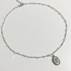 Blue rose white bead necklace