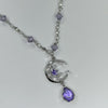 Purple moonstar pearl drop necklace