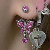 Pink butterfly drop earring and piercing