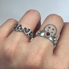 Heart pattern bling sterling silver ring
