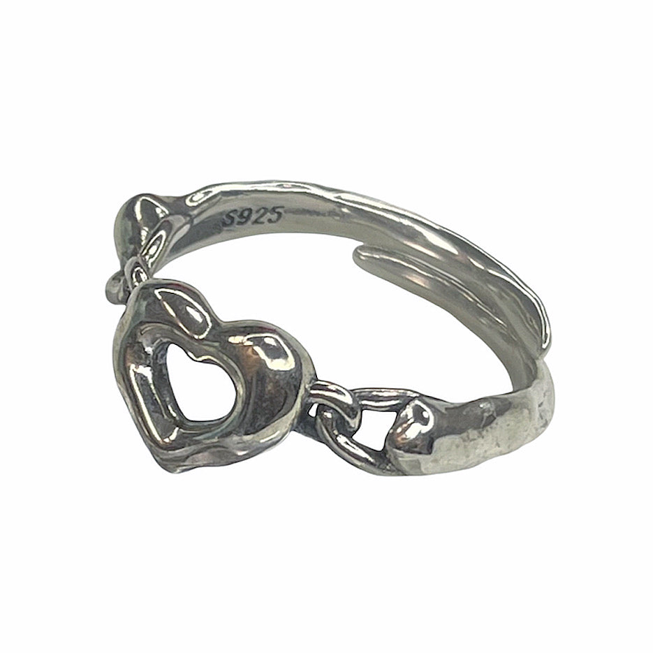 Sterling silver heart chain melt ring – TOOFOOFEEFA
