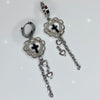 Black cross lace hoop earrings