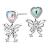 Holographic heart butterfly drop earrings