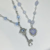 Baby blue heart glitter sapphire necklace