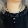 Sword bling dark silver chain necklace