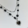 Black tourmaline chrome double necklace