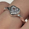 Heart twist gem sterling silver ring