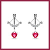 Arrow pink heart drop earrings