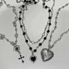 Black and white fancy heart double necklace