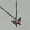 Aurora red melting butterfly ball chain necklace