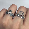Chrome heart angel crown sterling silver ring
