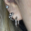 Checkered mini bling heart back hoop earrings