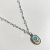 Blue rose white bead necklace