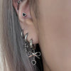 Ribbon twist mini heart drop hoop earrings