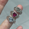 Heart claw labrodite gemstone sterling silver melt ring(pre-order only)