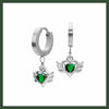 Green Angel heart hoop earrings