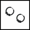 Black mini 5 ring hoop earrings