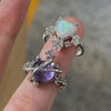 Amethyst heart twirl orbit sterling silver ring