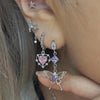 Pink heart thorn hoop earrings