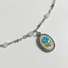 Blue rose white bead necklace