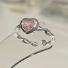 Pink Heart twist gem sterling silver ring