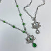 Green heart angel drop crystal necklace