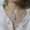 White antique pearl double necklace
