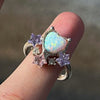 Opal star sterling silver ring