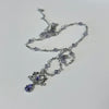 Purple angel crystal drop necklace