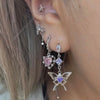 Purple butterfly heart drop earrings