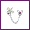 Floral butterfly double chain piercing