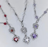 Purple heart double pendant drop crystal necklace