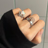 Opal star sterling silver ring