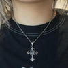 Reversible shiny cross necklace