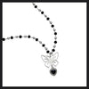 Black butterfly heart drop necklace