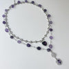 Deep purple drop amethyst gemstone necklace