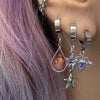 Black tourmaline and cupid heart necklace and earrings set