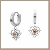 Coral Cupid heart gem rhinestone hoop earrings