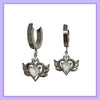 White Angel heart hoop earrings