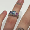 Triple gem blue square melt ring